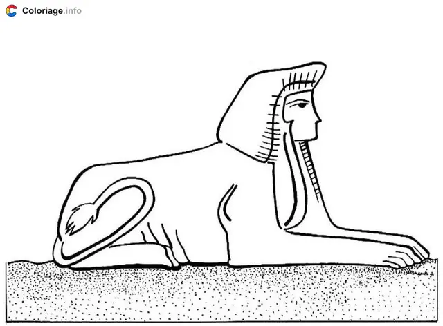 Coloriage Sphinx de profil - Égypte à imprimer