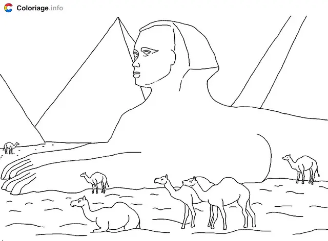 Coloriage Sphinx Égypte - Monuments à imprimer