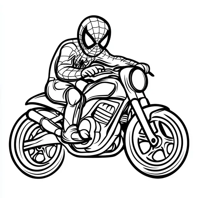 Kleurplaat Spider-Man op een snelle motor om te printen