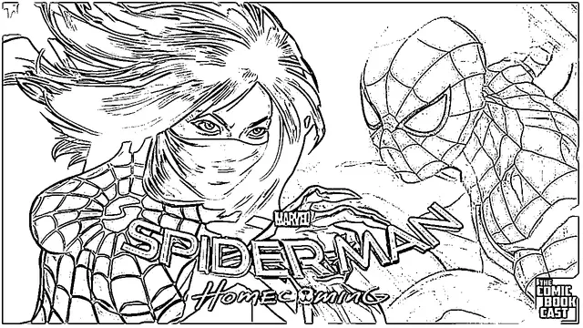 Coloriage Spider Man Home Coming Silk - Spiderman à imprimer