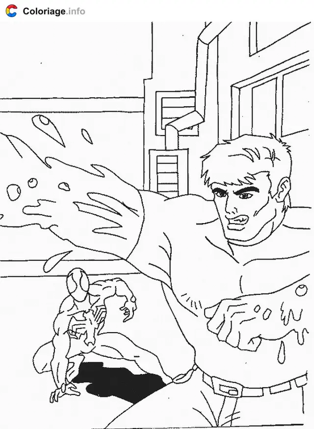 Coloriage Spider-Man en pleine action - Spiderman à imprimer