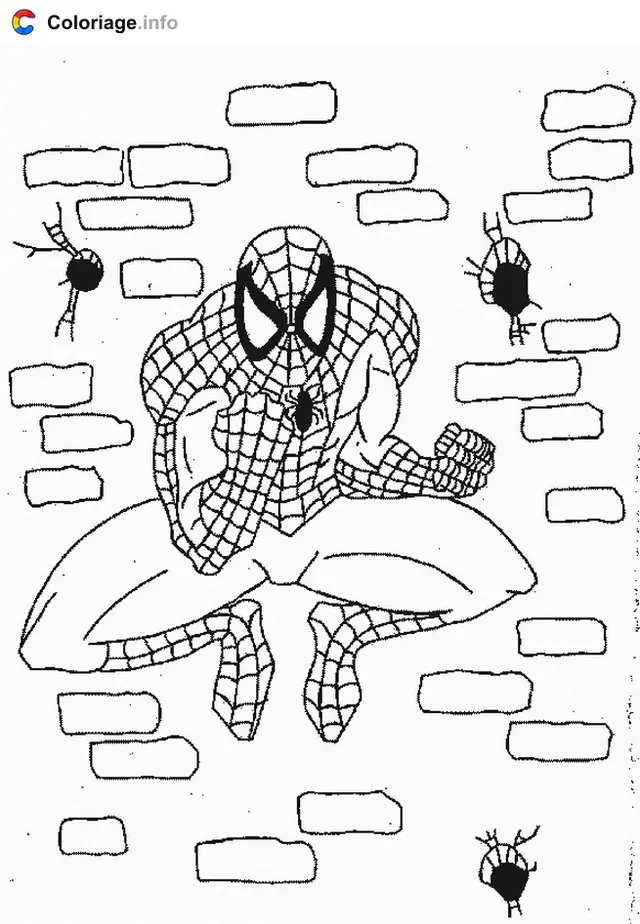 Coloriage Spider-Man lance sa toile - Spiderman à imprimer
