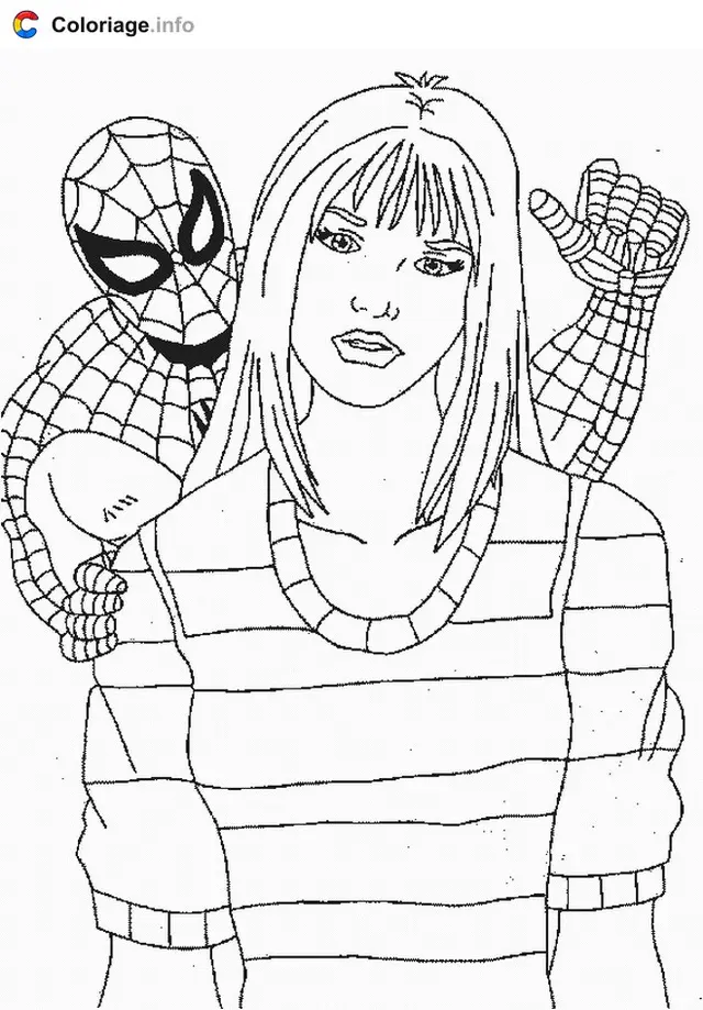 Coloriage Spider-Man héroïque - Spiderman à imprimer