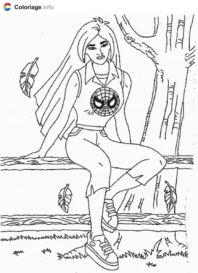 Coloriage Spider-Man qui grimpe - Spiderman à imprimer