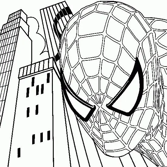 Coloriage Spider-Man masqué en position d'attaque - Spiderman à imprimer