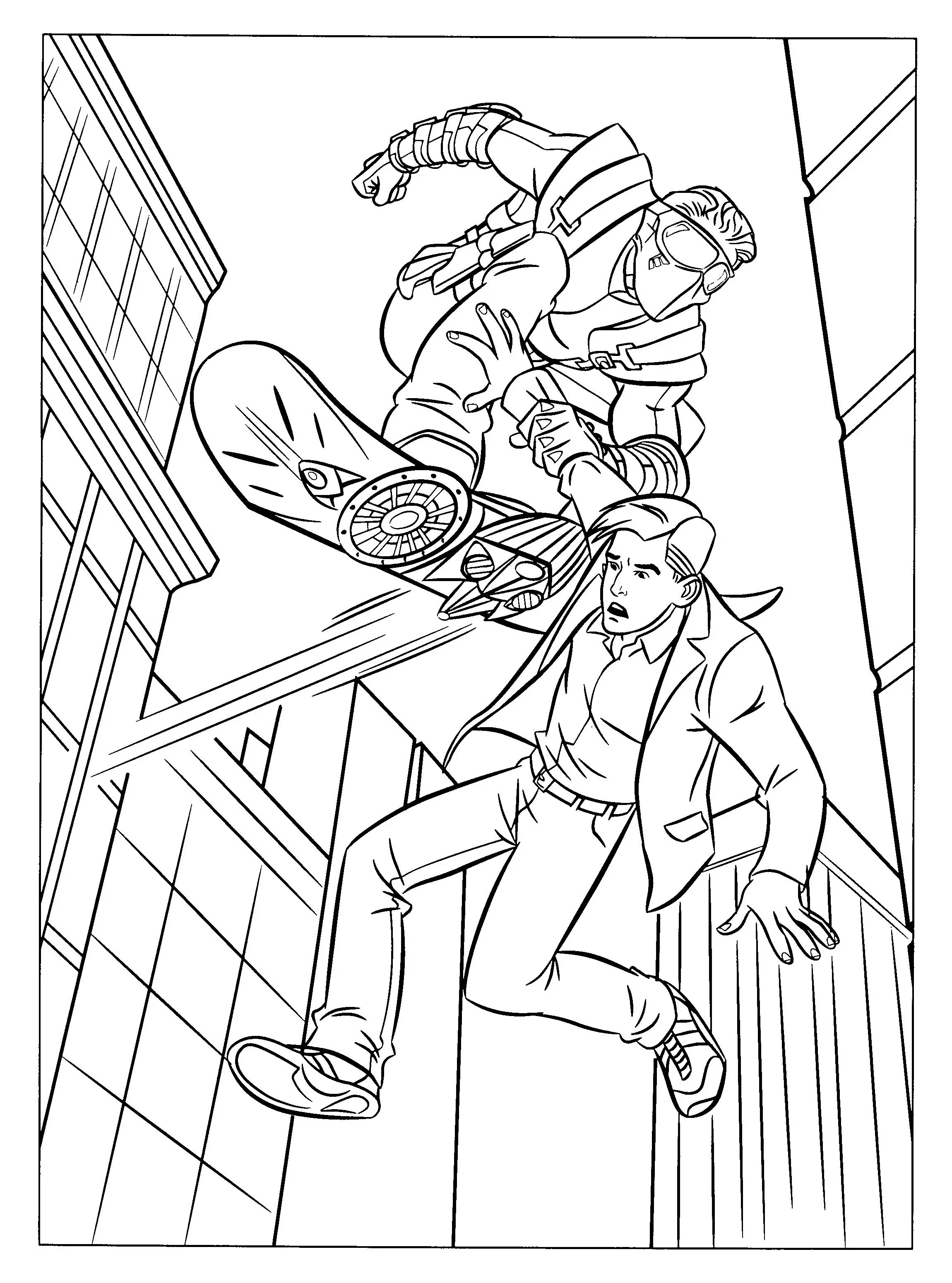 Coloriage Spider-Man en action de combat - Spiderman à imprimer