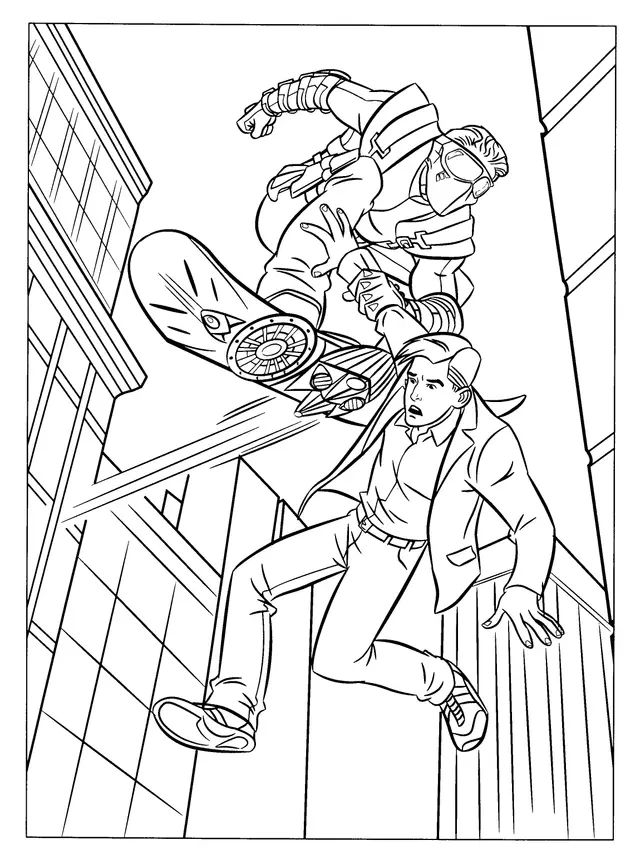 Coloriage Spider-Man en action de combat - Spiderman à imprimer