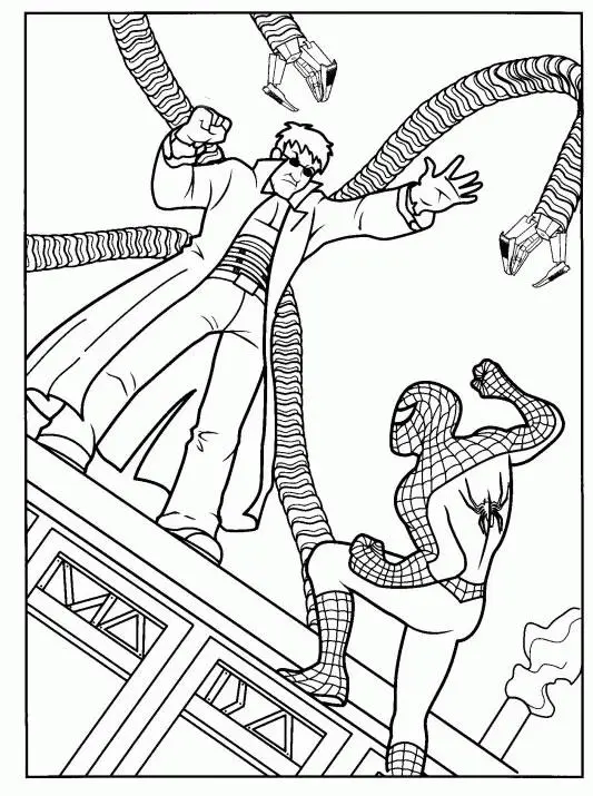 Coloriage Spider-Man escaladant un gratte-ciel - Spiderman à imprimer