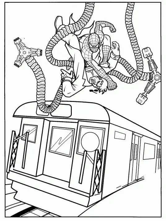 Coloriage Spider-Man en position de combat - Spiderman à imprimer