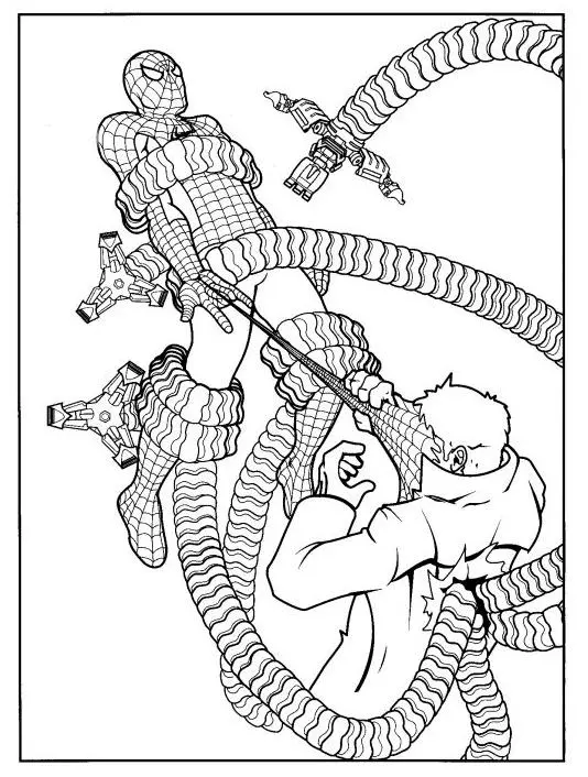 Coloriage Spider-Man lançant sa toile - Spiderman à imprimer