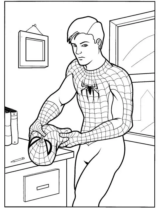 Coloriage Spider-Man en costume noir - Spiderman à imprimer