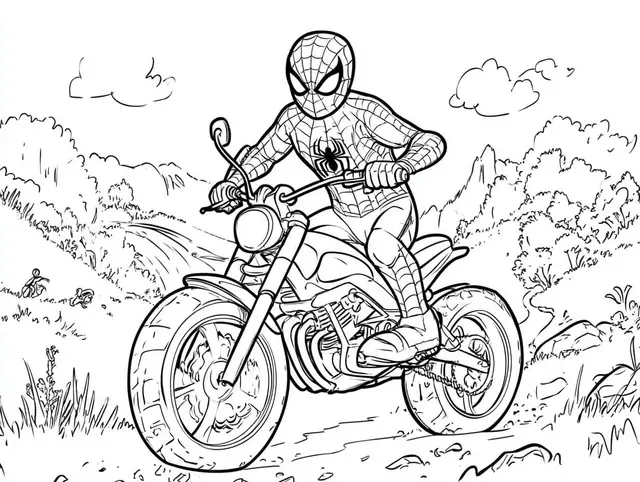 Kleurplaat Spiderman Motocross Avontuur om te printen