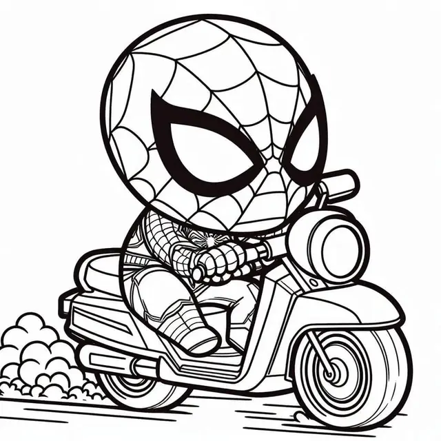 Kleurplaat Spiderman op Motor om te printen