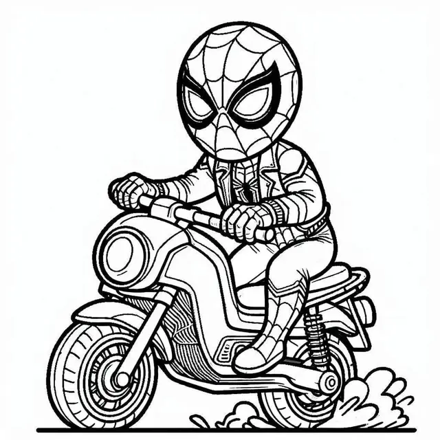 Kleurplaat Spiderman op motor kleurplaten om te printen