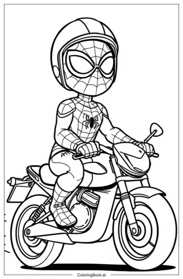 Kleurplaat Spiderman op een motocross om te printen