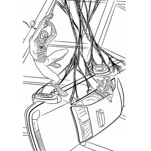 Coloriage Spiderman Voiture - Voiture à imprimer