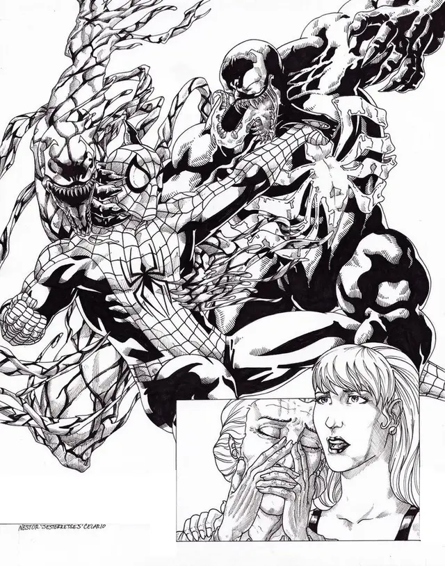 Coloriage Spiderman Vs Venom Carnage By Jesterretsej - Venom à imprimer