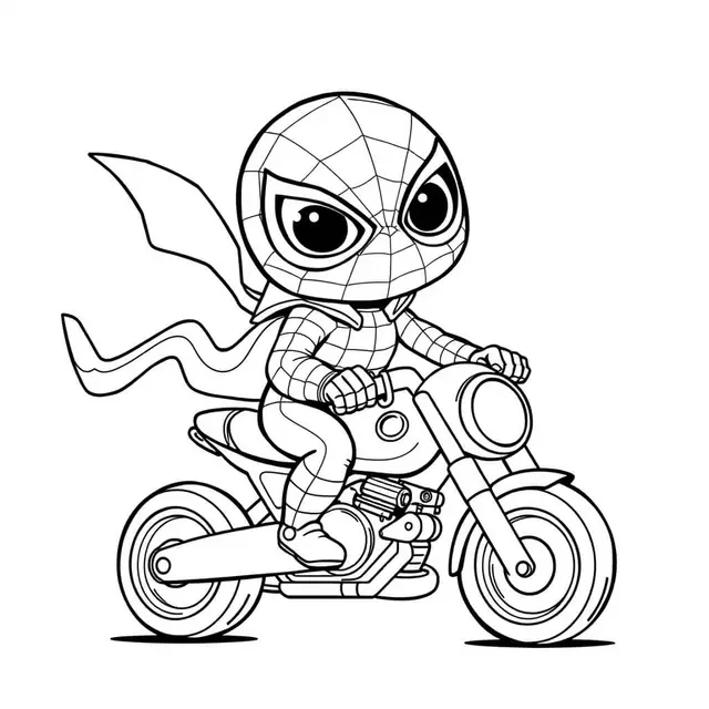 Kleurplaat Spidey motocross om te printen