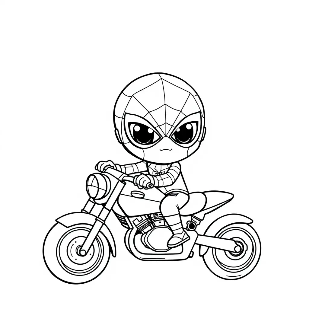 Ausmalbild Spidey Moto Style Chibi Ausmalbilder zum Ausdrucken
