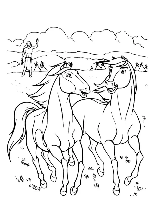 Coloriage Spirit Et Son Amoureuse - Spirit à imprimer