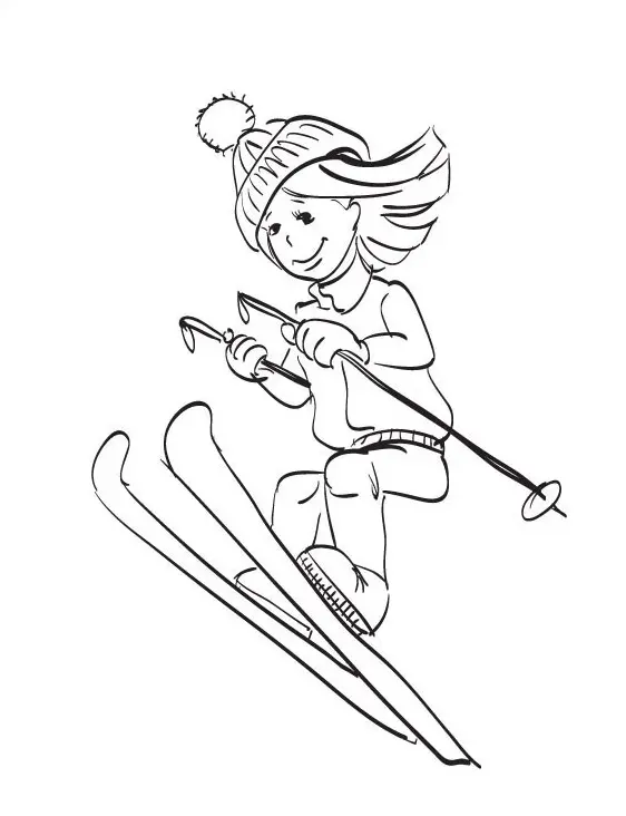 Winter Ski Sport coloring page to print