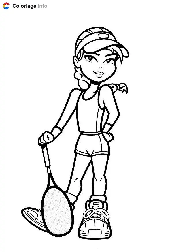 Girl Playing Tennis coloring page to print