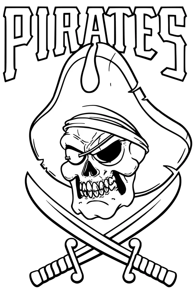 Coloriage Squelette Pirate Avec Chapeau Épées - Squelette à imprimer