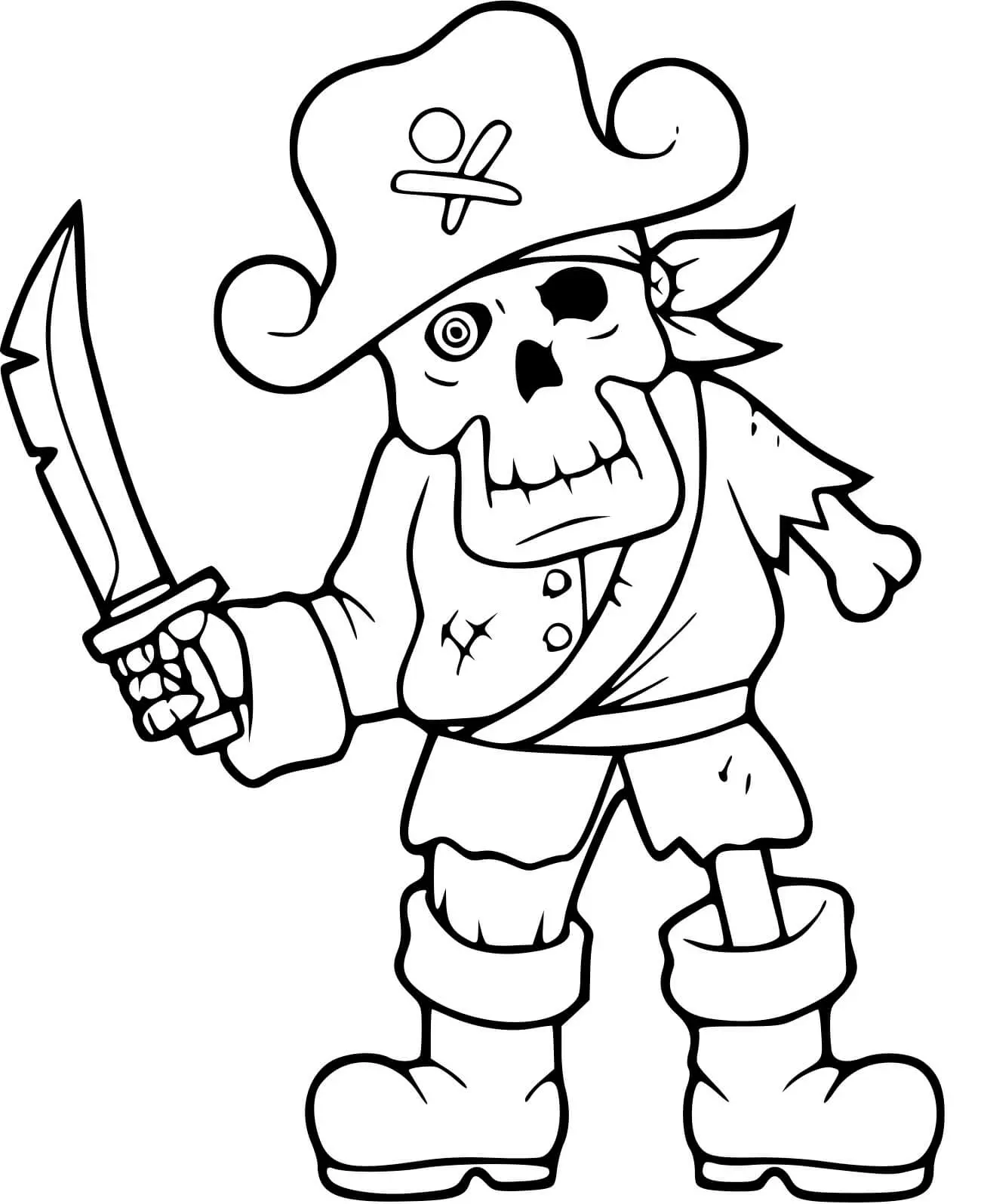 Scary Pirate Skeleton coloring page to print