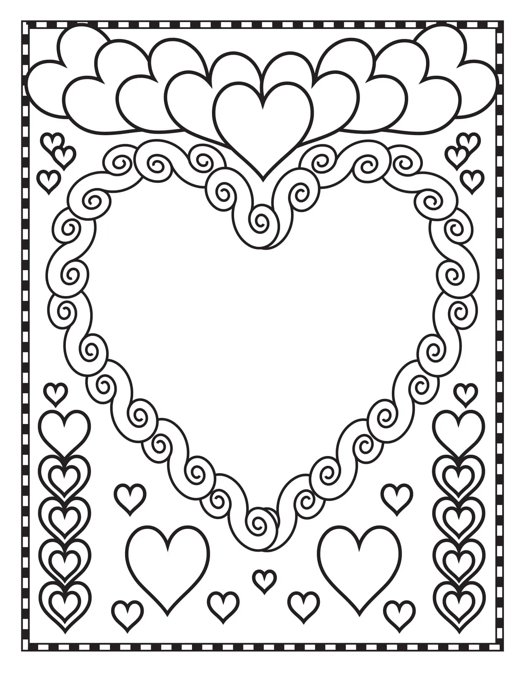 Coloriage St Valentin Cœurs Blanc - Saint-Valentin à imprimer