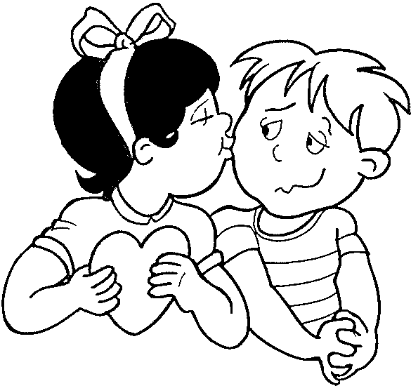 Coloriage St Valentin Enfants Amoureux - Saint-Valentin à imprimer