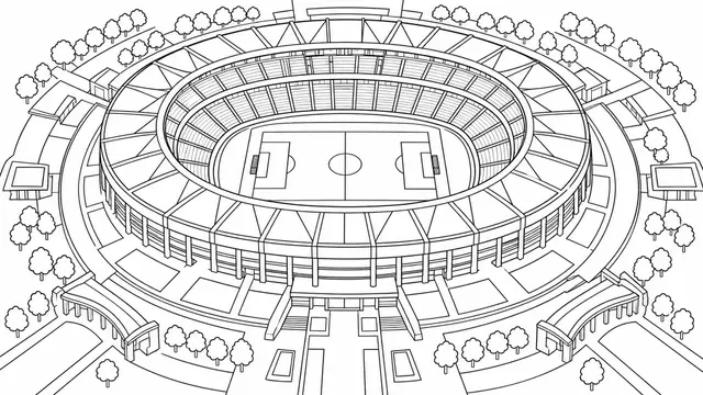 Desenho de Estádio de Futebol Vista Aérea Copa do Mundo 2026 FIFA para colorir