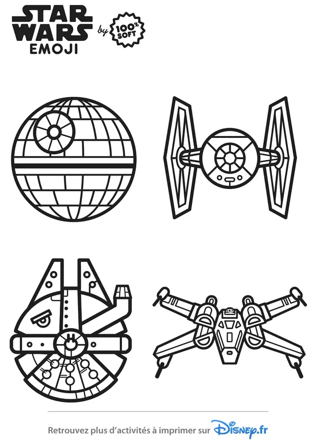 Coloriage Star Wars Vaisseaux Emoji - Star wars à imprimer