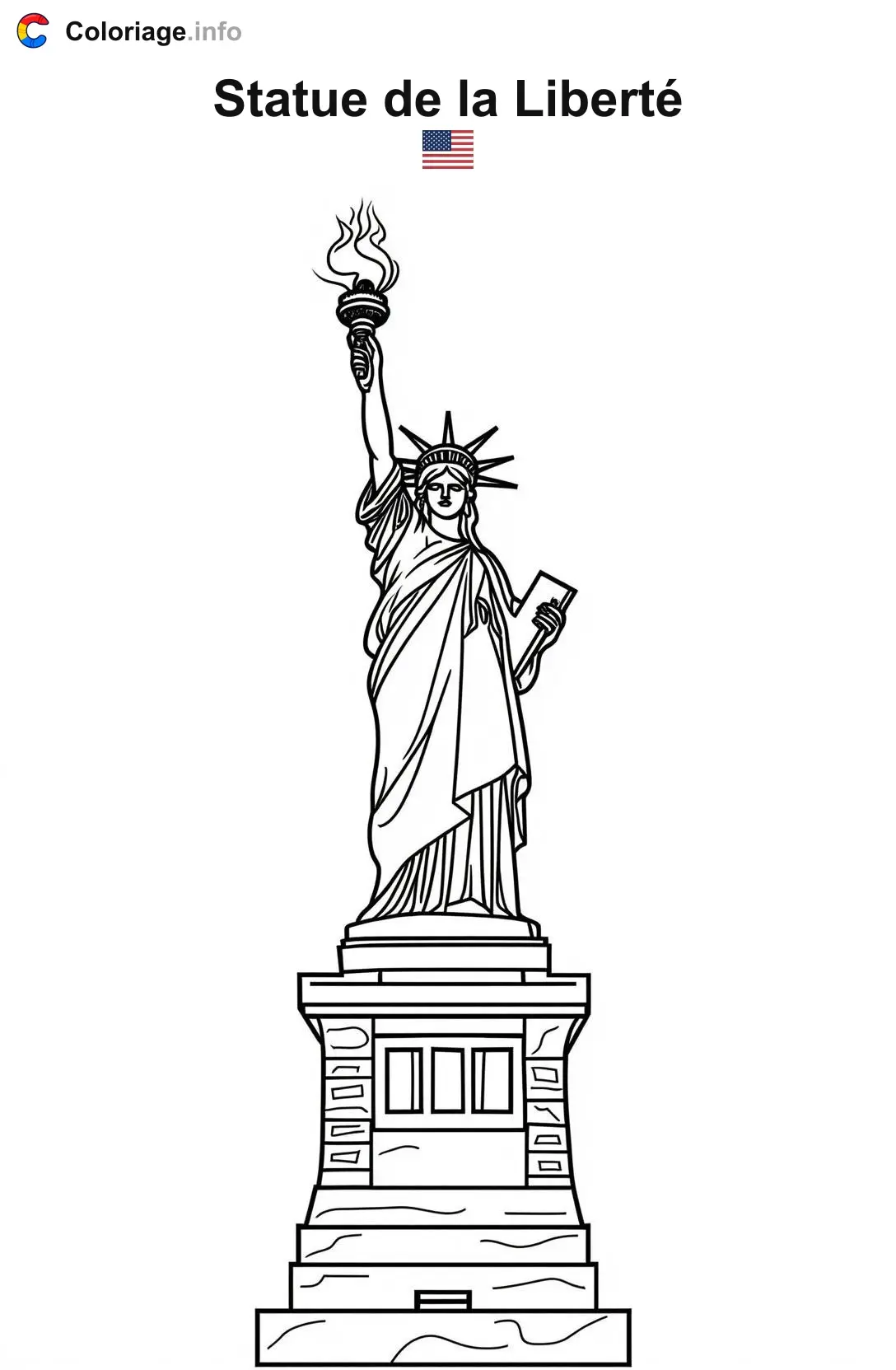 Coloriage Statue de la Liberté États-Unis - Monuments à imprimer