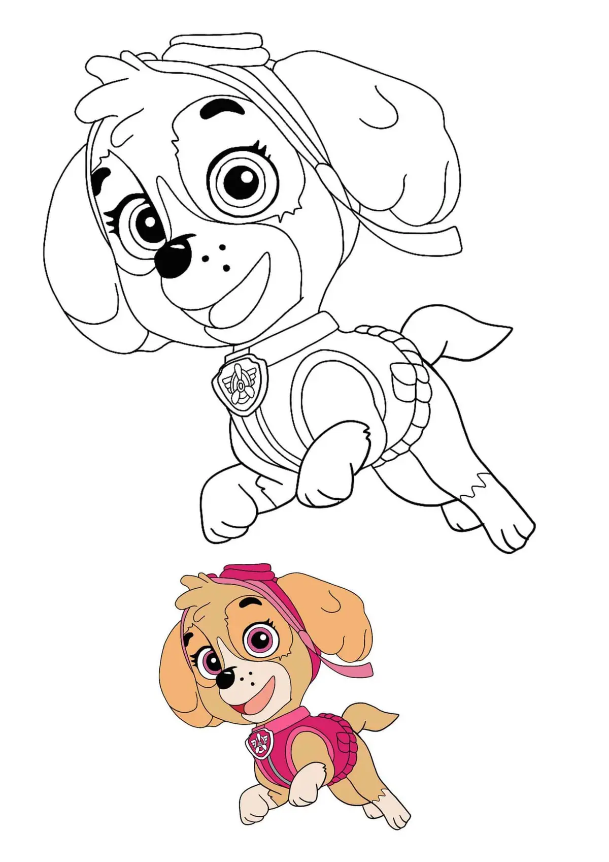 Coloriage Stella Adore Les Hélicoptères Et Fusées - Pat patrouille à imprimer