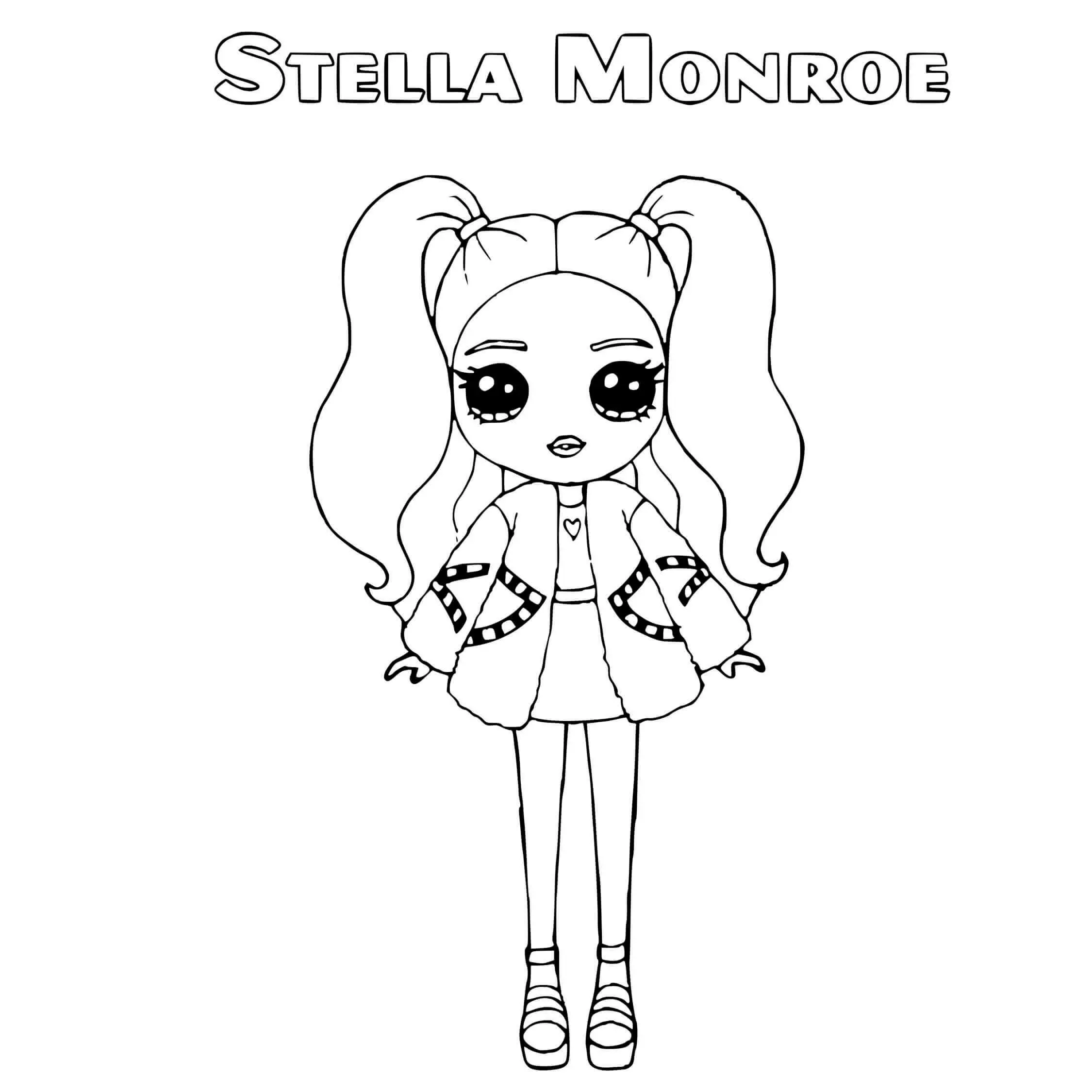 Coloriage Stella Monroe Poupée A La Mode En Noir Et Blanc - Rainbow high à imprimer
