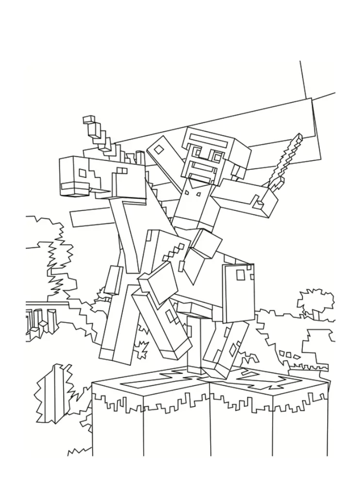 Coloriage Steve Cheval - Minecraft à imprimer