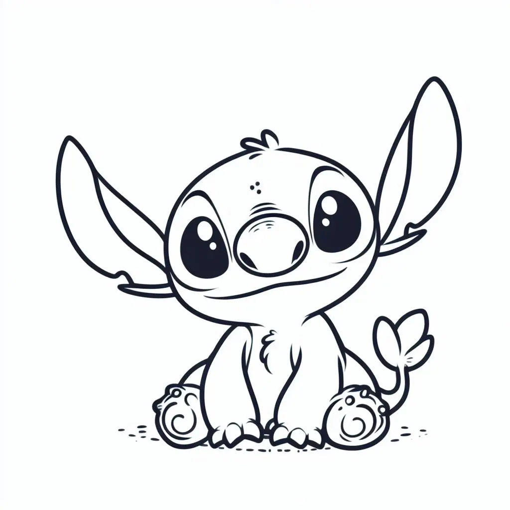 Coloriage Stitch Adorable Expression - Stitch mignon à imprimer