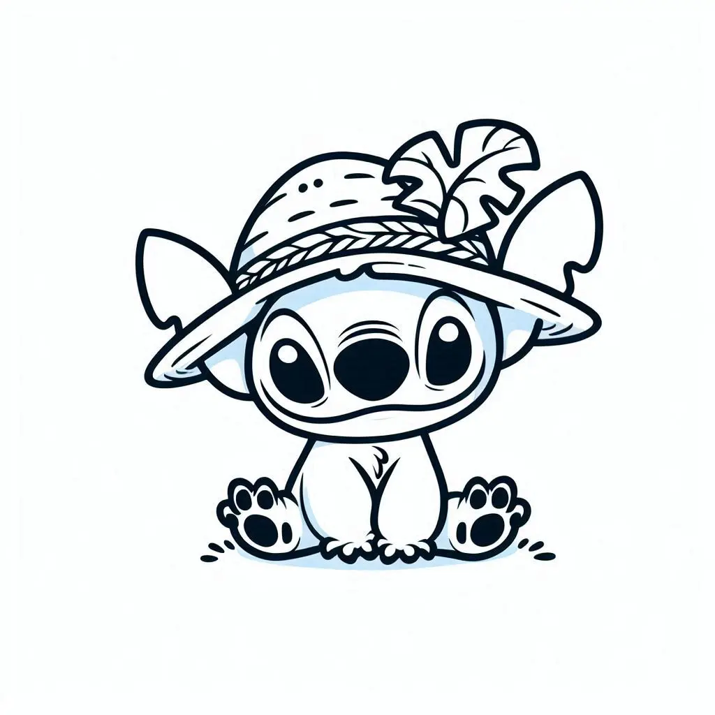 Easy Stitch with a Leaf Hat coloring page to print