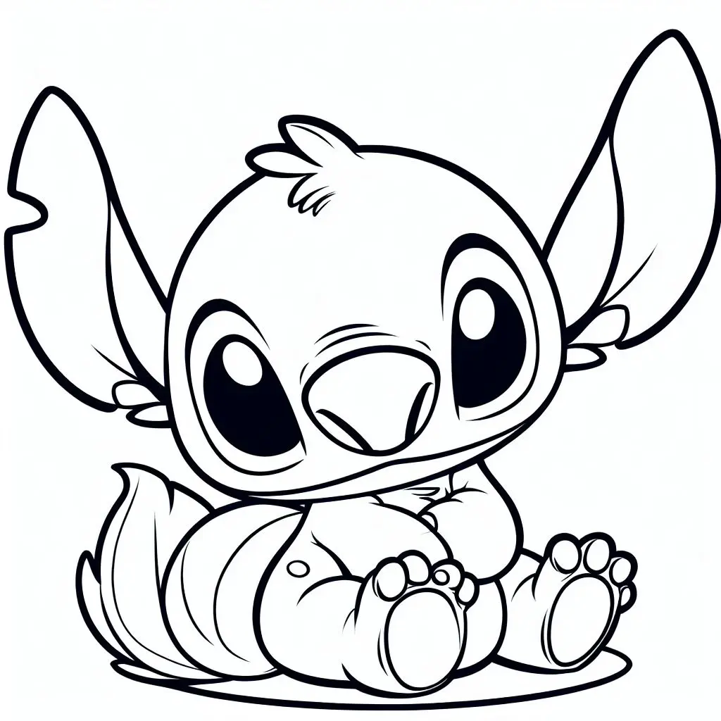 Coloriage Stitch Bébé Assis - Stitch mignon à imprimer