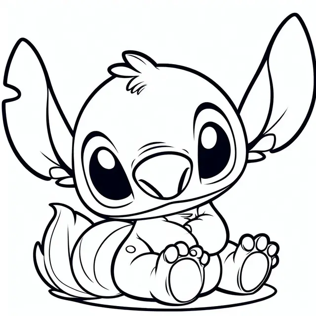 Coloriage Stitch Bébé Assis - Stitch mignon à imprimer