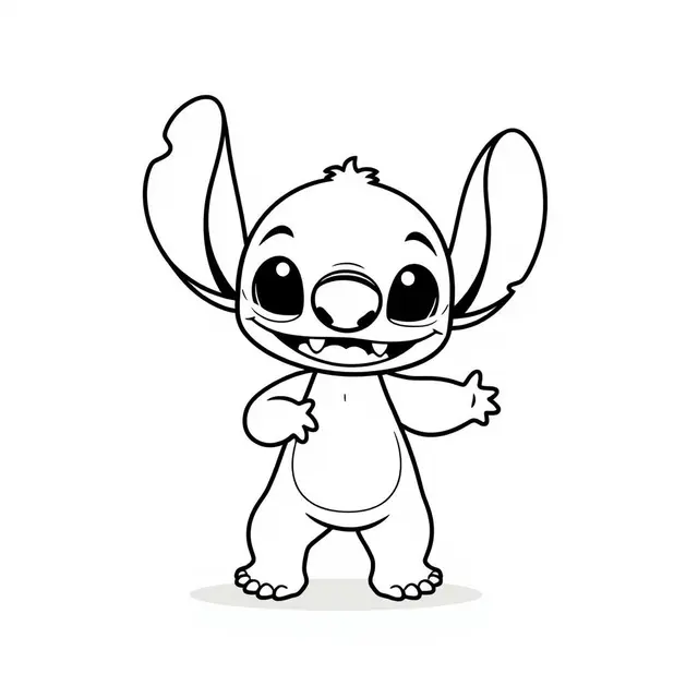 Coloriage Stitch Debout Souriant - Stitch mignon à imprimer