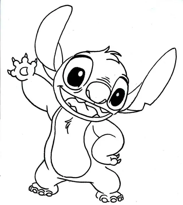 Coloriage Stitch Dit Salut - Stitch à imprimer
