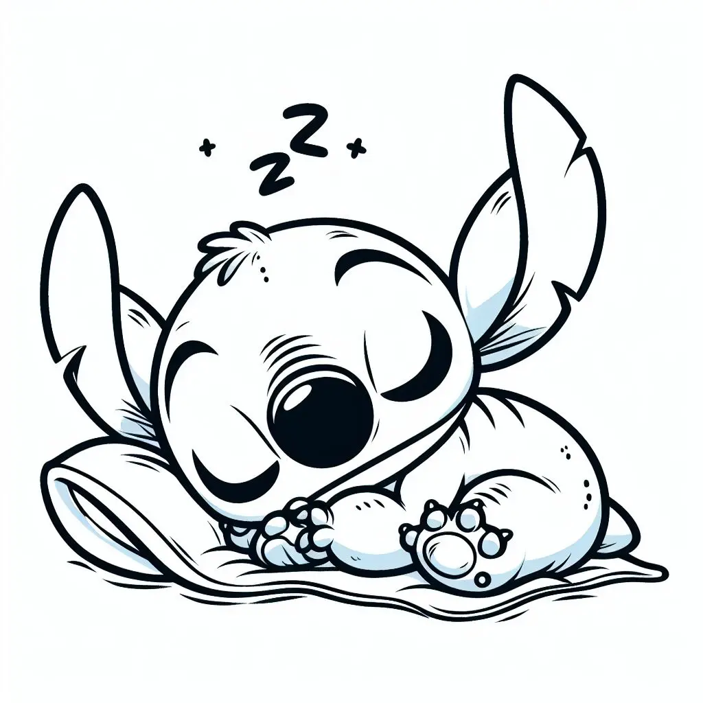 Coloriage Stitch Dormant Adorable - Stitch mignon à imprimer