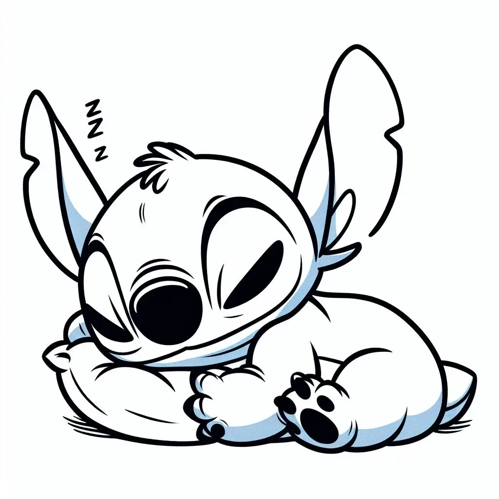 Sleeping Stitch Easy coloring page to print
