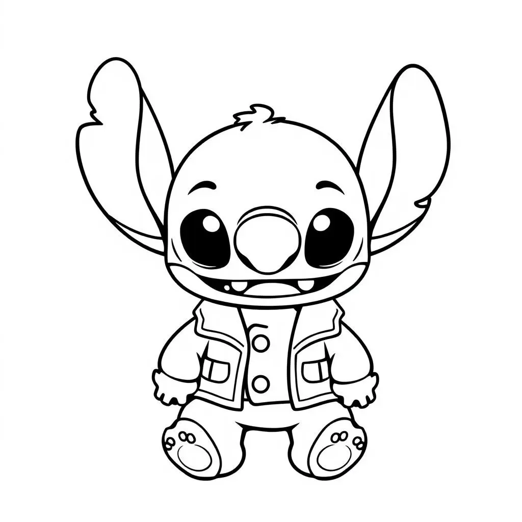 Stitch in a Jacket coloring page to print