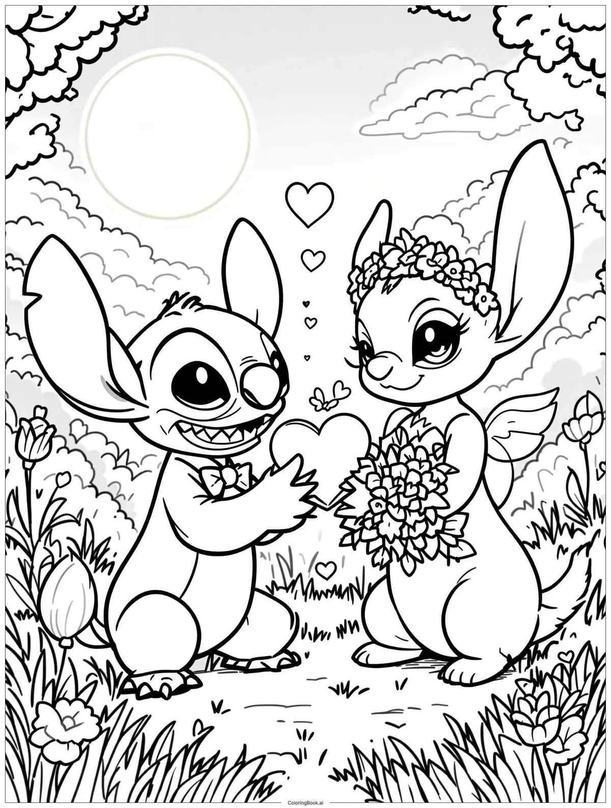 Angel Portrait from Stitch and Angel coloring page to print