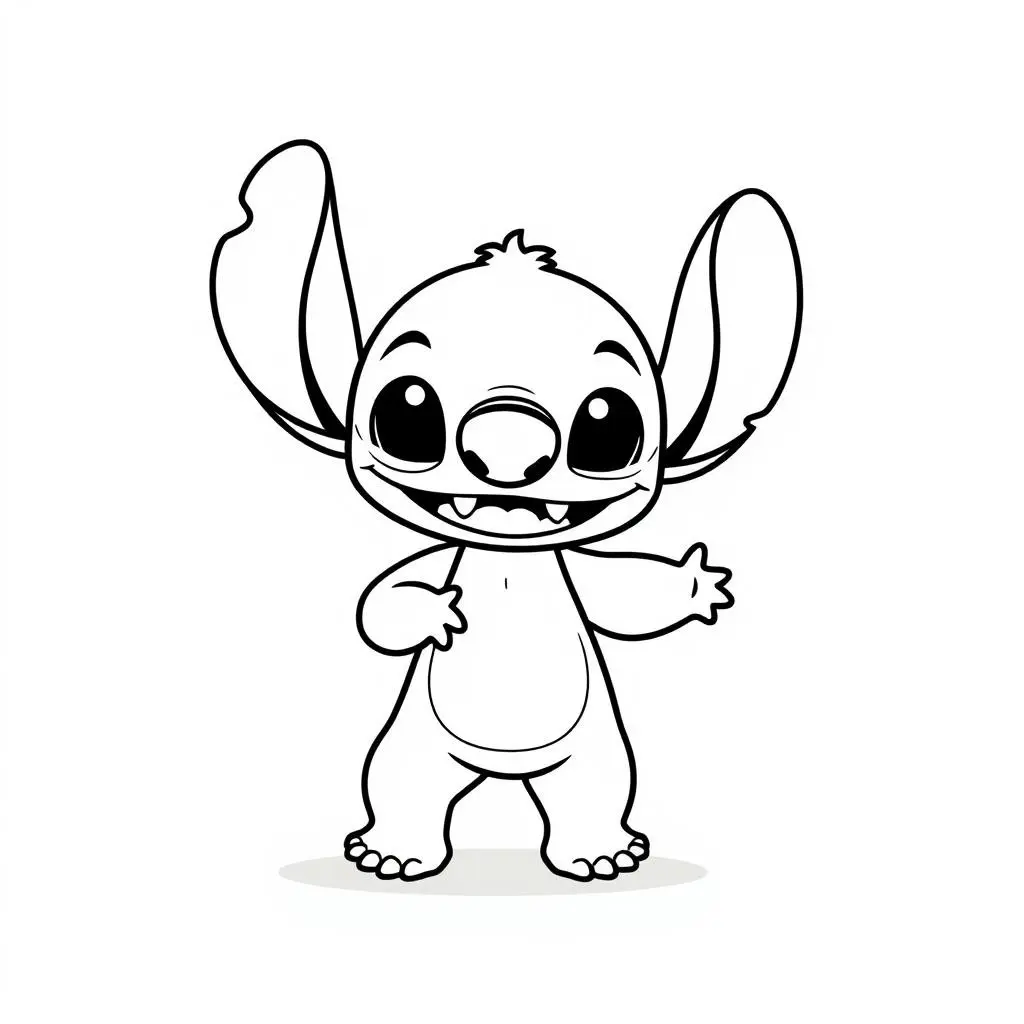 Happy Stitch Vector Easy coloring page to print
