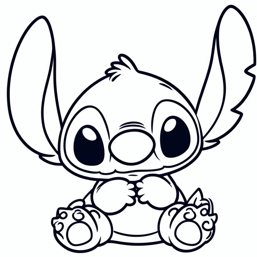 Coloriage Stitch Mignon Dessin Simple - Stitch mignon à imprimer
