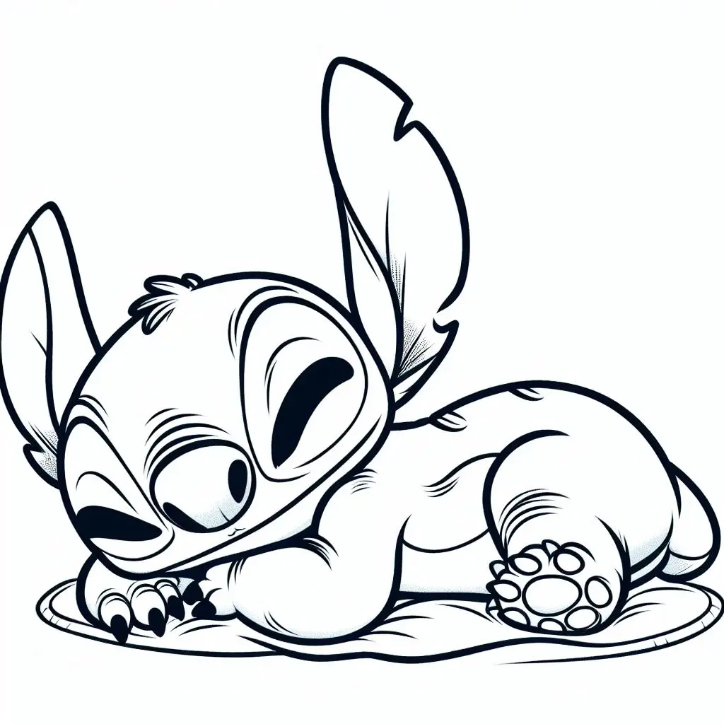 Coloriage Stitch Mignon Dort Tranquillement - Stitch mignon à imprimer
