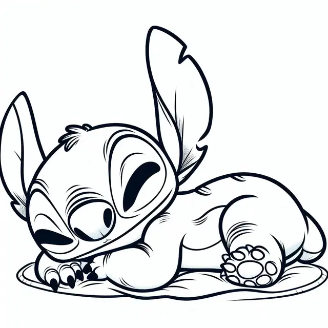 Ausmalbild Süßer Stitch schläft friedlich zum Ausdrucken